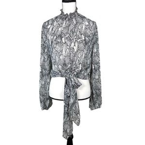 Favlux Snake Print Tie Waist Blouse
